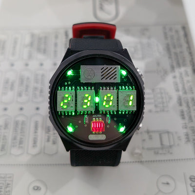 RETRO LED WATCH 'TimeRed' Green Rad